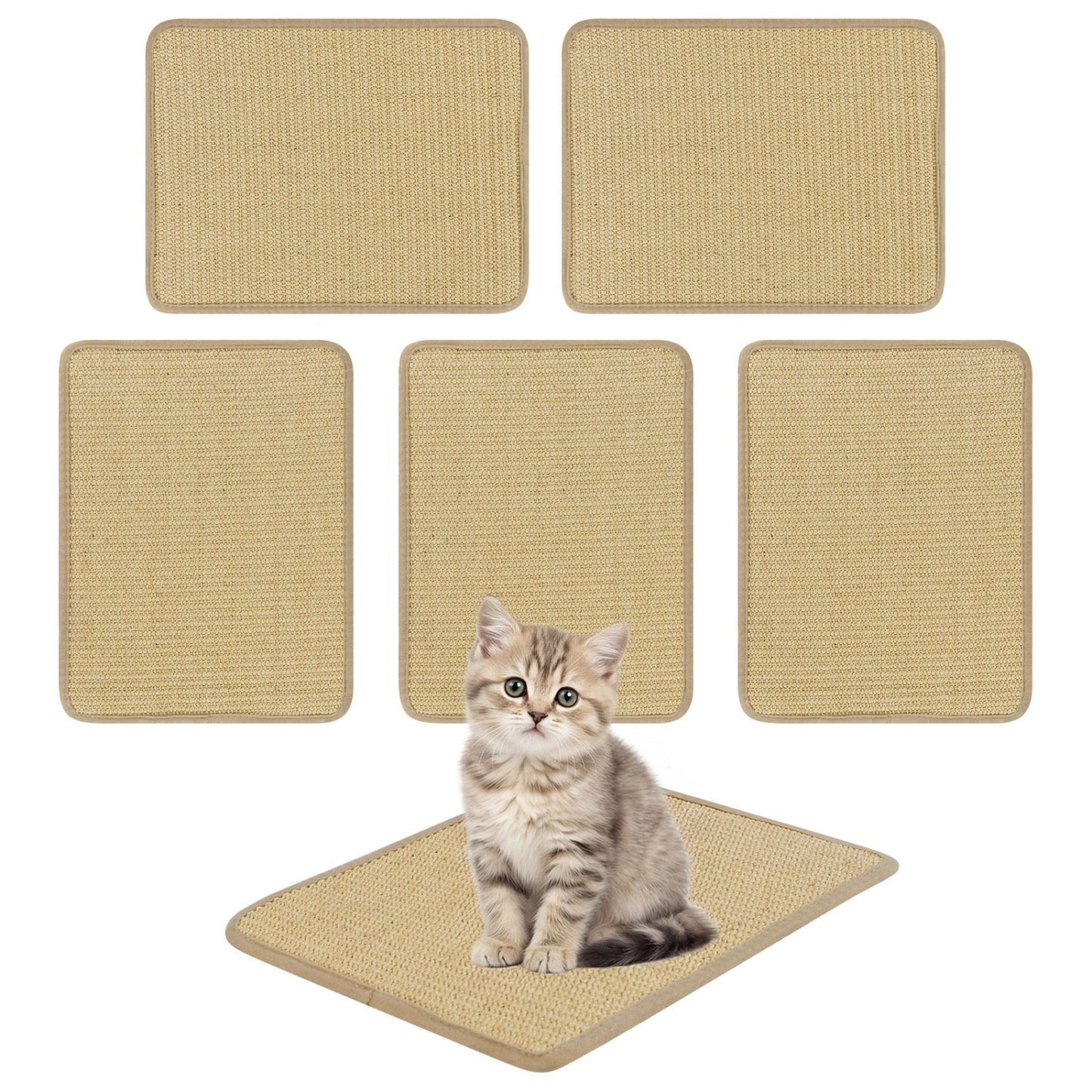 Cat Scratcher Mat Set - 6 Piece Natural Sisal Furniture Protector | Purrfect Pet Kingdom