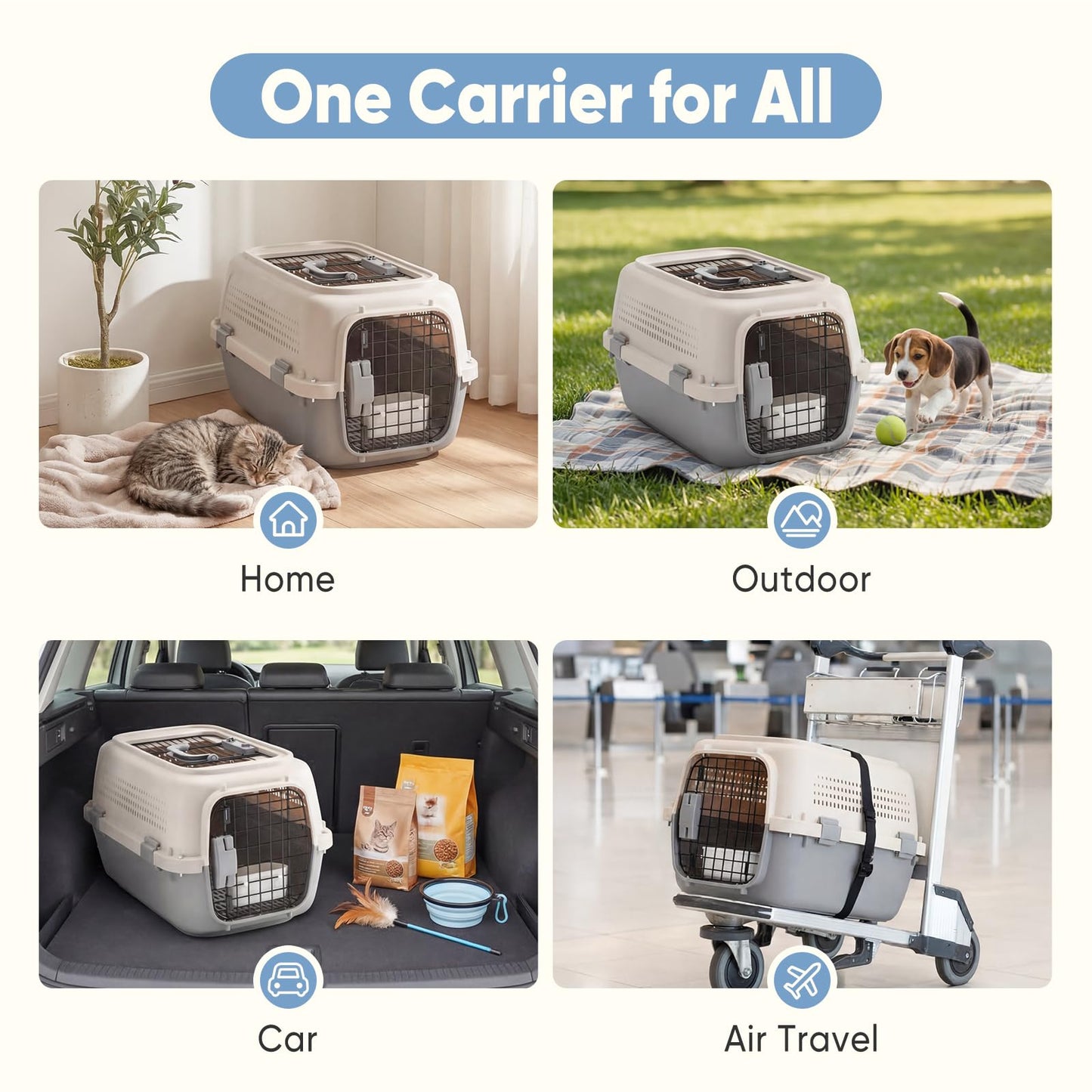 Pet Carrier Hard Plastic Airline Approved Travel Crate with Bowl - Detail Angle 7 | Majestic Pet Kingdom