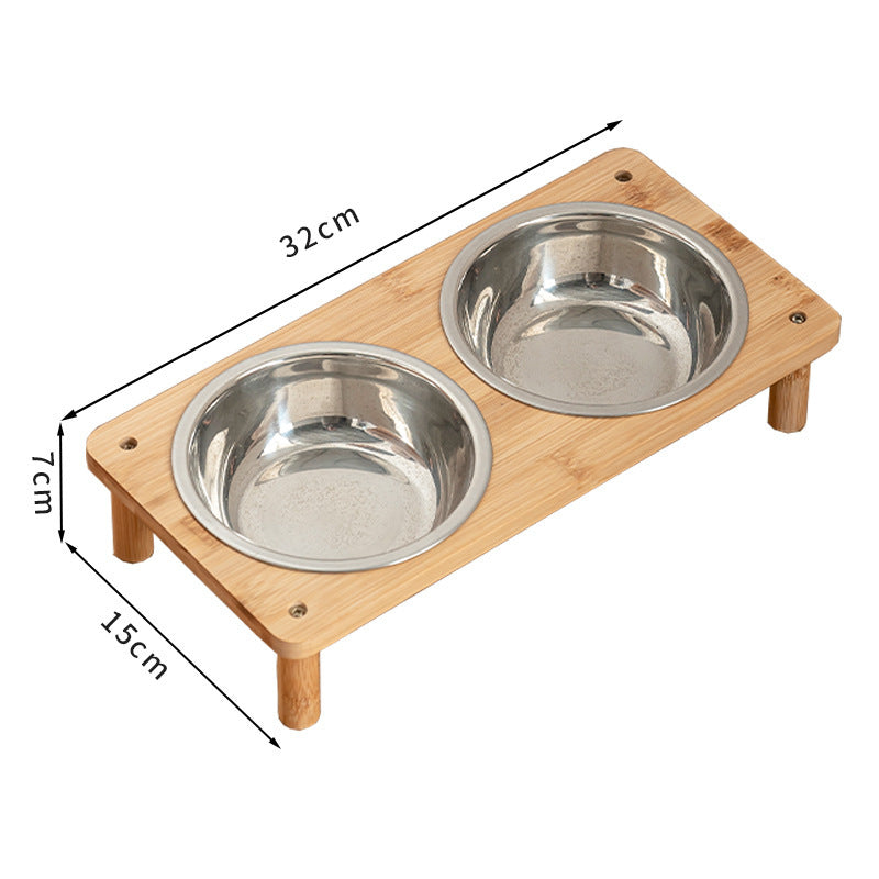 Dog Bowls Stainless Steel Large Double Dishes with Bamboo Stand - Detail Angle 4 | Majestic Pet Kingdom