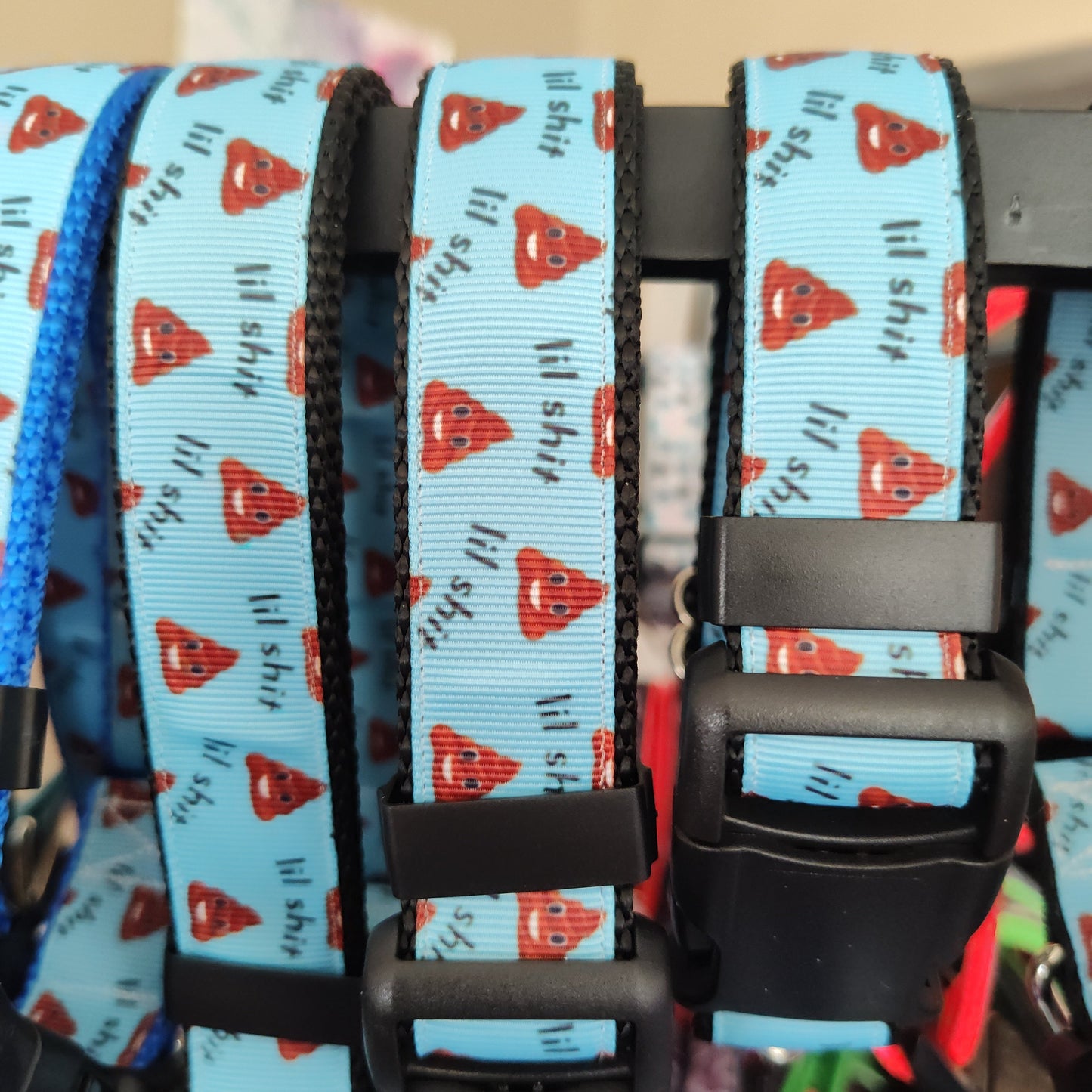 Lil Shit Black Nylon Dog Collar MD, LG, XL, Leash | Purrfect Pet Kingdom