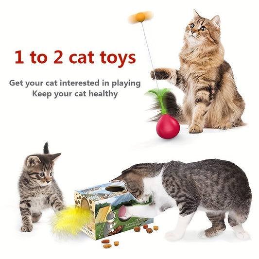 1 To 2 Cat Toys Cat Stick Cat Tumbler DIY Cat Toy A Turnip Shaped Cat Stick DIY Cat Hole Cutting Toy - Majestic Pet Kingdom