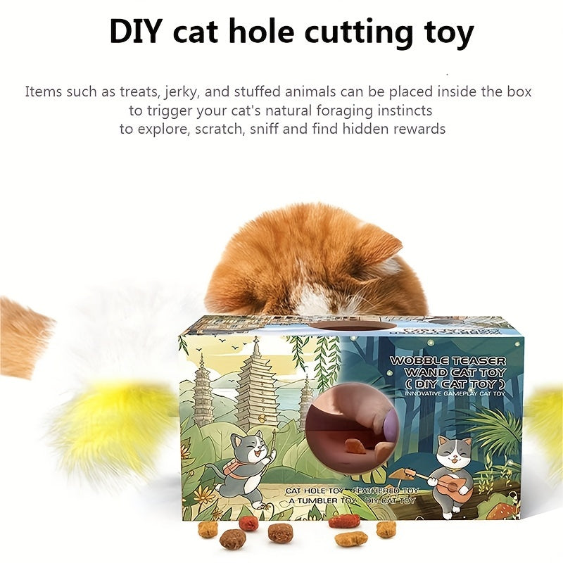 1 To 2 Cat Toys Cat Stick Cat Tumbler DIY Cat Toy A Turnip Shaped Cat Stick DIY Cat Hole Cutting Toy - Majestic Pet Kingdom