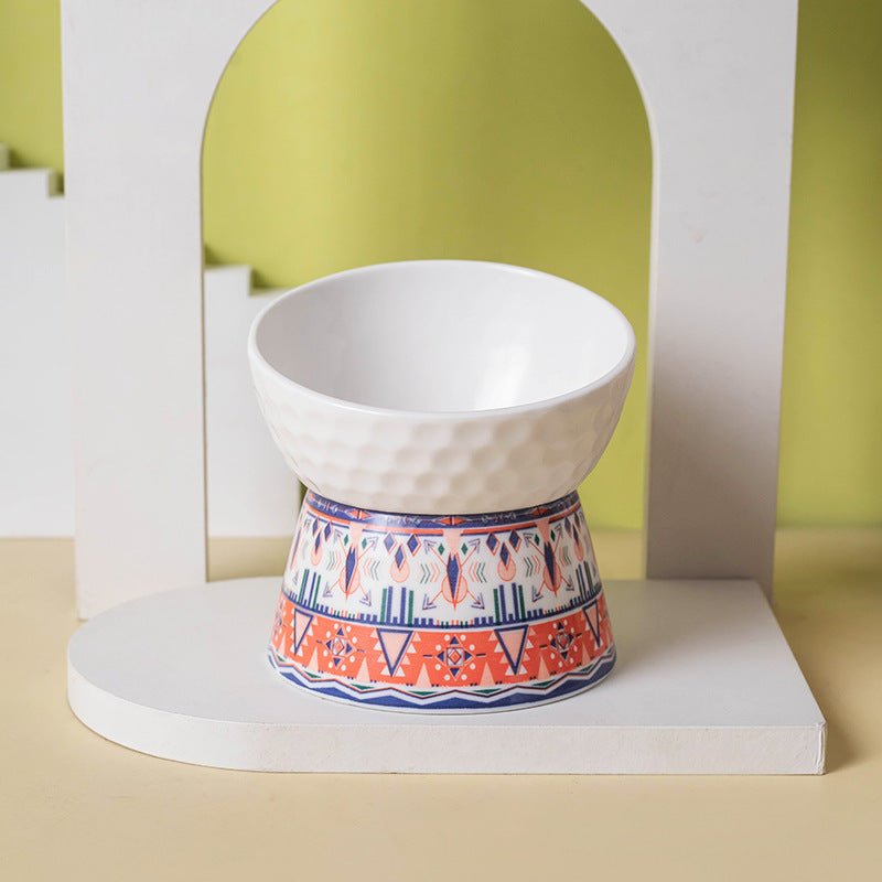 Pet Ceramic High Foot Protective Cervical Bowl