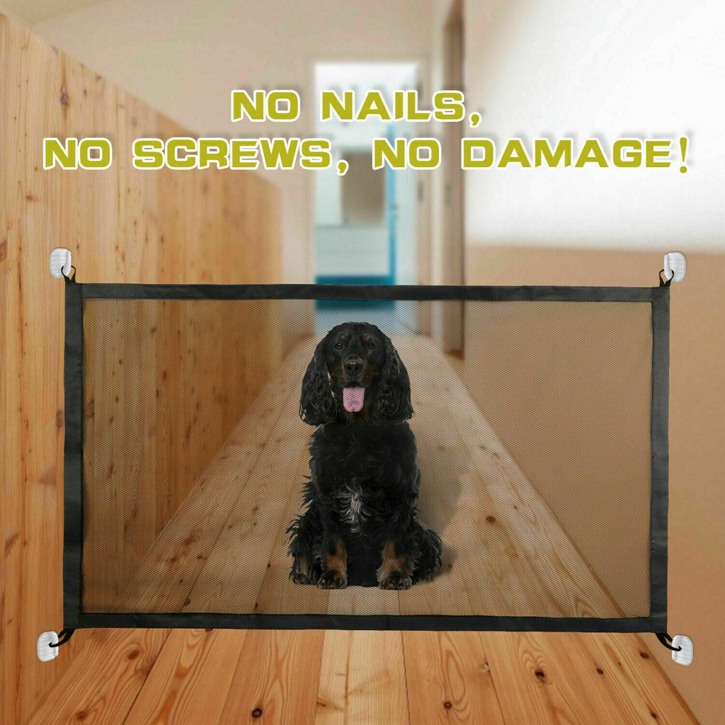 Pets Dog Cat Baby Safety Gate Mesh Fence Magic Portable Guard Net Stairs Doors - Majestic Pet Kingdom