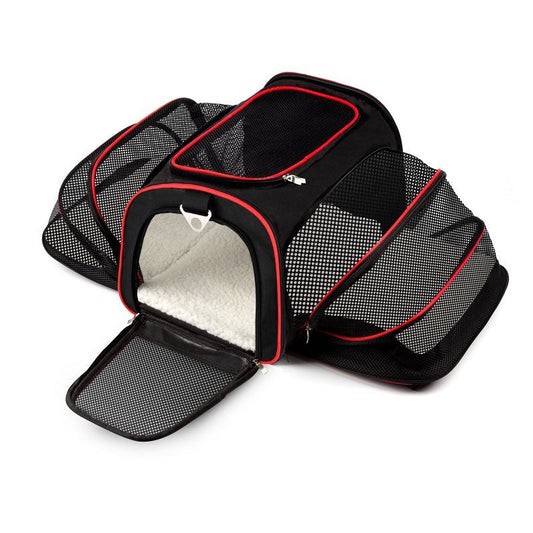 Pet Carrier Trolley Rolling Bag with Wheels Mesh Travel Crate
