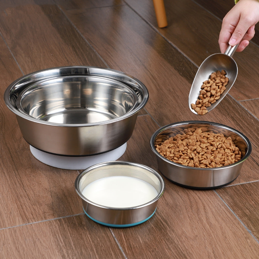 Silicone Pet Bowl Stainless Steel Dog Bowl Dog Food Bowl Feeding Drinking Pet Supplies Cat Bowl - Majestic Pet Kingdom