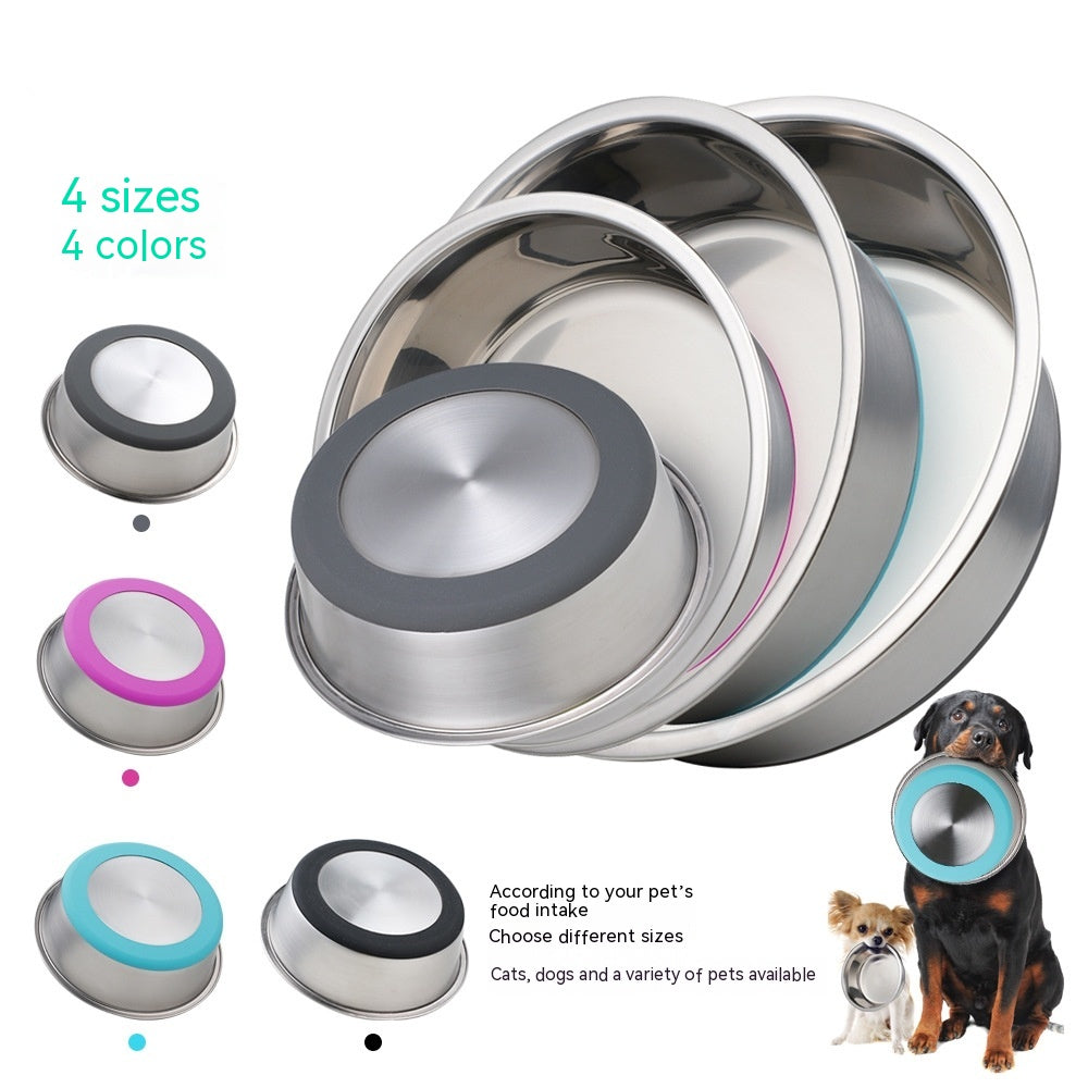 Silicone Pet Bowl Stainless Steel Dog Bowl Dog Food Bowl Feeding Drinking Pet Supplies Cat Bowl - Majestic Pet Kingdom