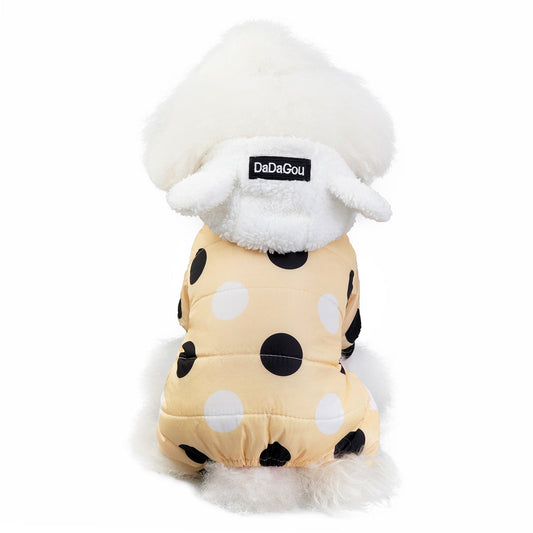 Warm big polka dot four-leg cotton coat - Majestic Pet Kingdom