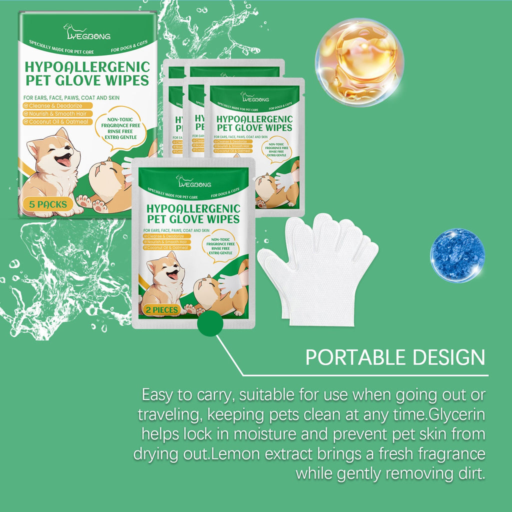 Pet Grooming Wipes: Disposable Hair & Skin Gloves