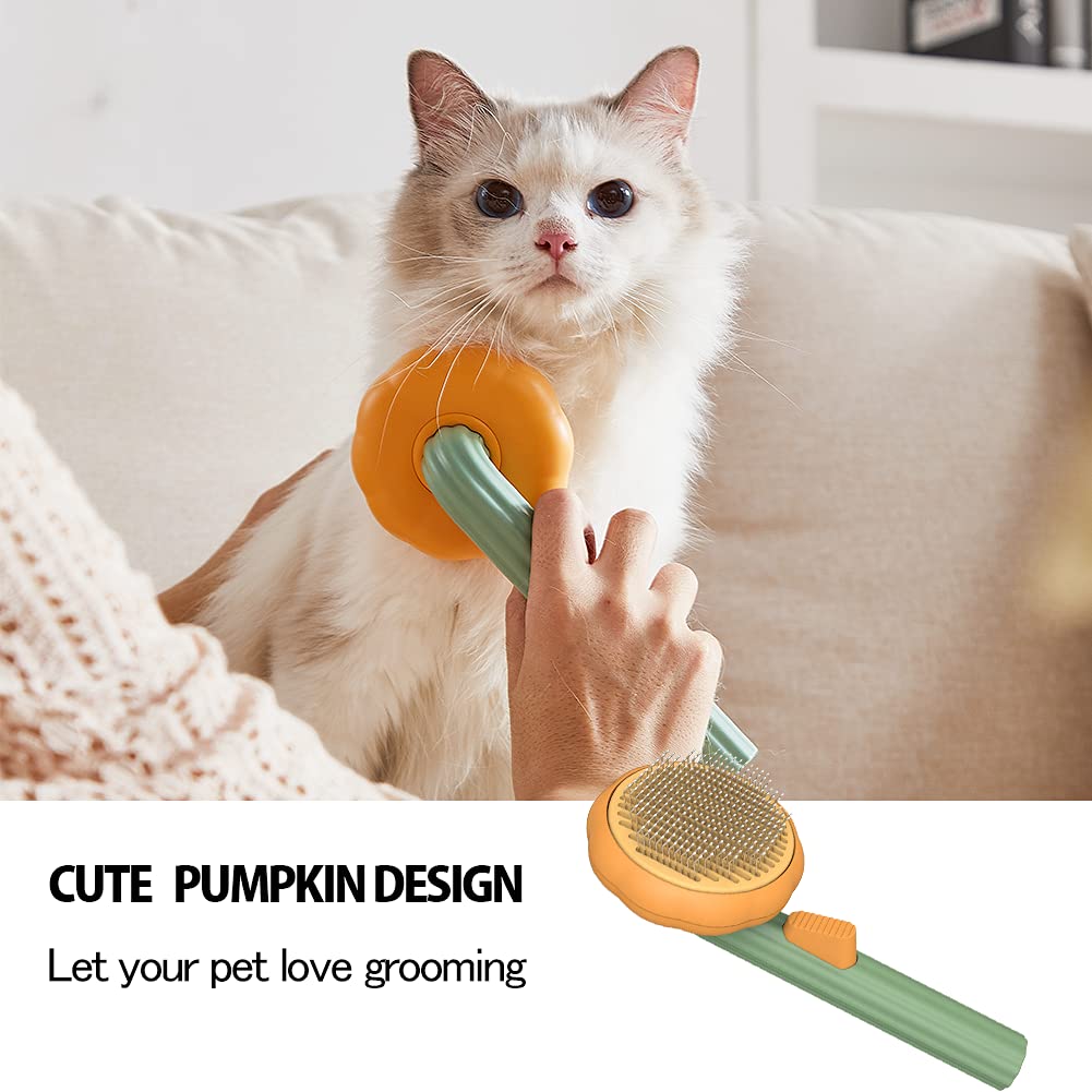 Pet Pumpkin Brush, Pet Grooming Self Cleaning Slicker Brush For Dogs Cats Puppy Rabbit, Cat Brush Grooming Gently Removes Loose Undercoat, Mats Tangled Hair Slicker Brush - Majestic Pet Kingdom