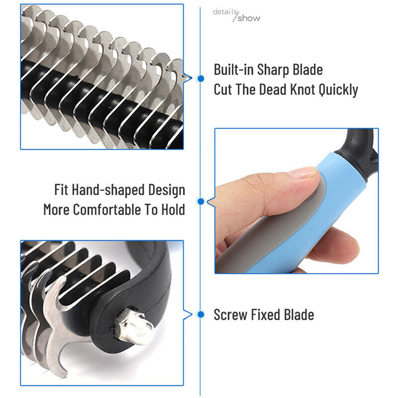 2-in-1 Deshedding Rake & Undercoat Grooming Comb