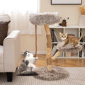 Modern Wooden Cat Tree Tower with Perch and Natural Jute Scratching Posts-Brown - Majestic Pet Kingdom