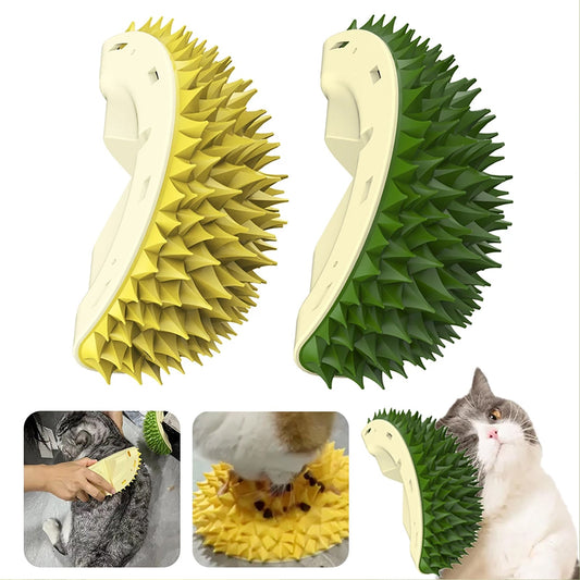 Cat Self Groomer Durian Shaped Wall Corner Massage Brush
