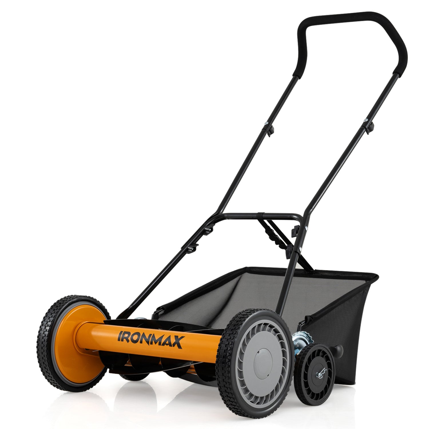 18 Inch Push Reel Lawn Mower 4-Position Adjustable with Removable Grass Catcher | Purrfect Pet Kingdom