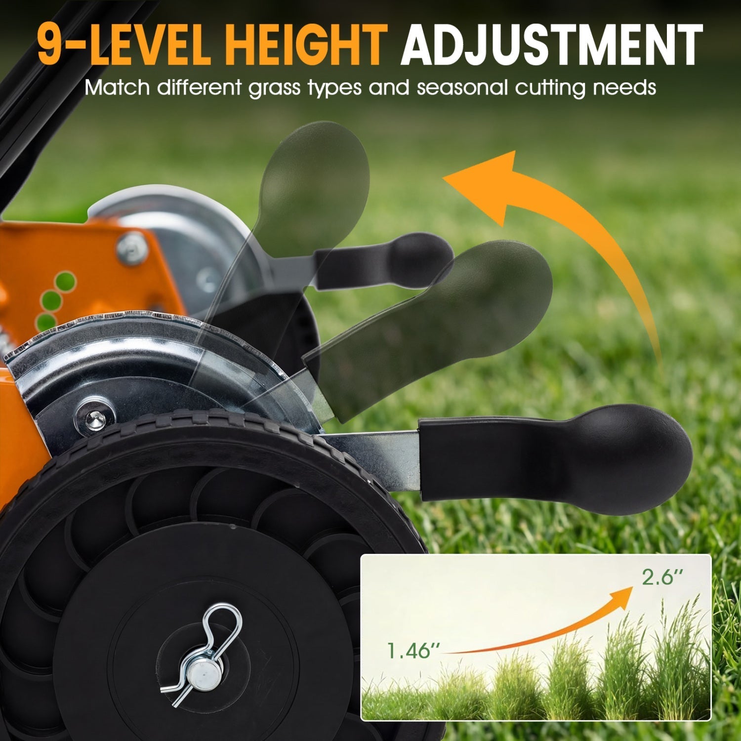 18 Inch Push Reel Lawn Mower 4-Position Adjustable with Removable Grass Catcher | Purrfect Pet Kingdom