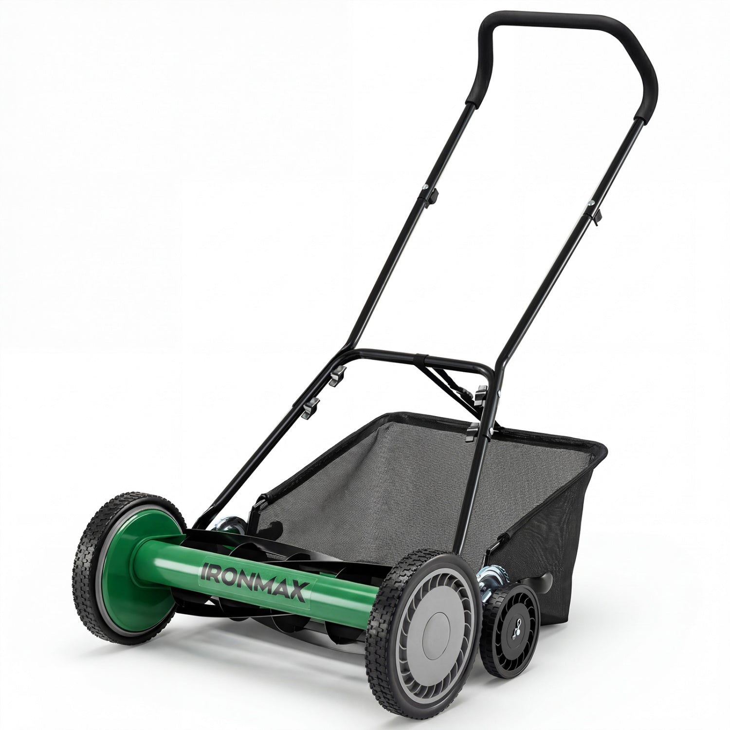 18 Inch Push Reel Lawn Mower 4-Position Adjustable with Removable Grass Catcher | Purrfect Pet Kingdom