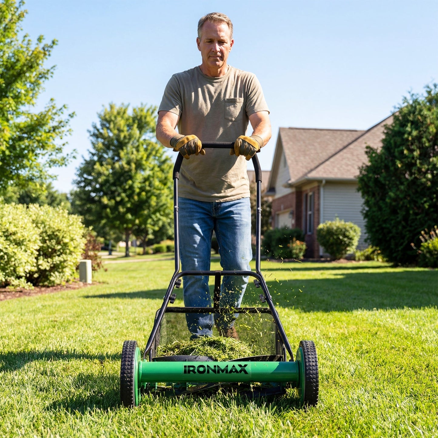 18 Inch Push Reel Lawn Mower 4-Position Adjustable with Removable Grass Catcher | Purrfect Pet Kingdom