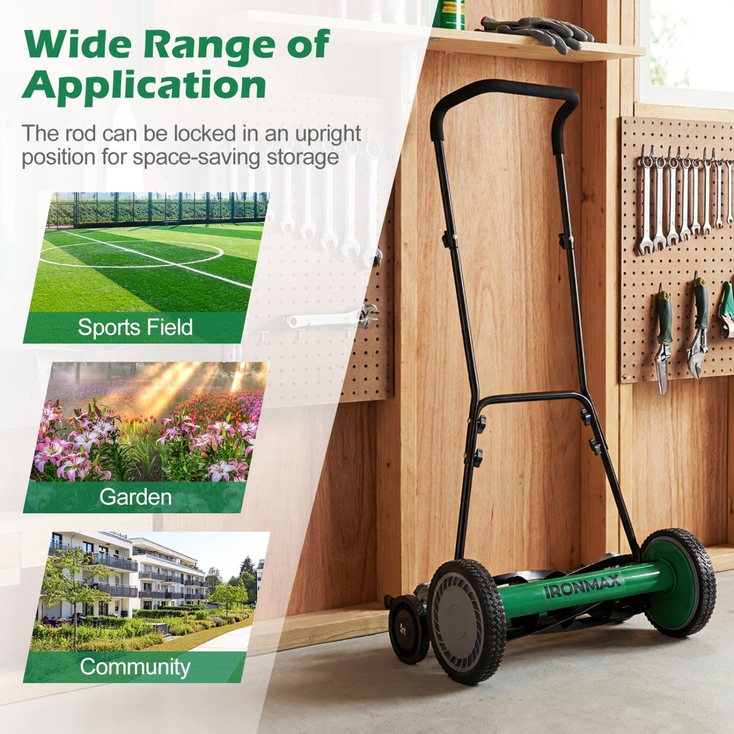 18 Inch Push Reel Lawn Mower 4-Position Adjustable with Removable Grass Catcher | Purrfect Pet Kingdom