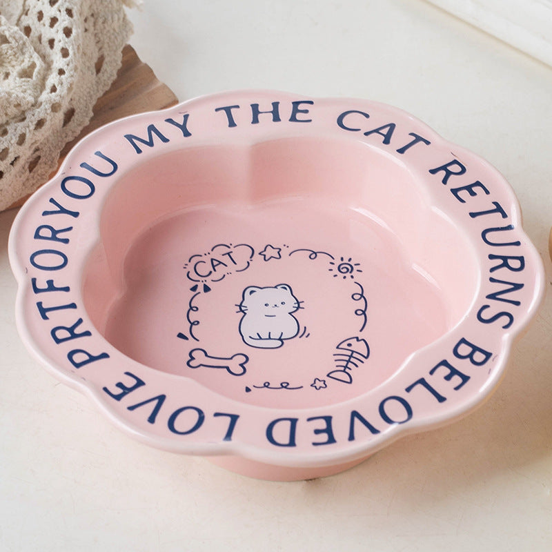 Neck Anti-tumble Acrylic Lace Ceramic Cat Bowl - Majestic Pet Kingdom
