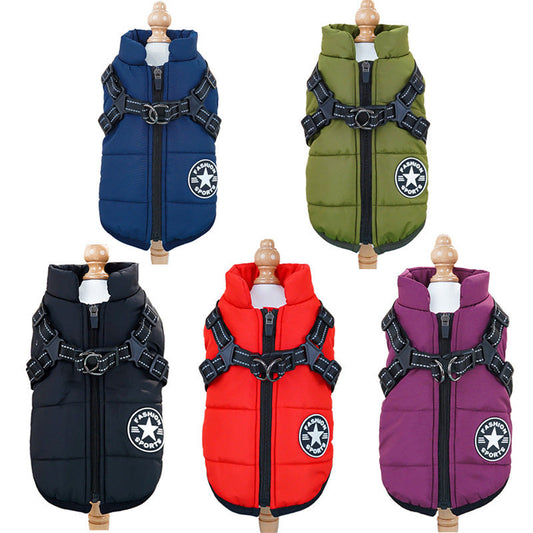 pet-clothing-waterproof-warm-dog-cotton-coat-winter-skiing-suit-chest-back-integrated-cotton-vest-luxury-view-1 | Majestic Pet Kingdom