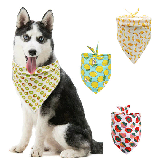 Pet Accessories Summer Pet Drool Towel Fruit Style Pet Scarf Pure Cotton Dog Triangle Scarf | Purrfect Pet Kingdom