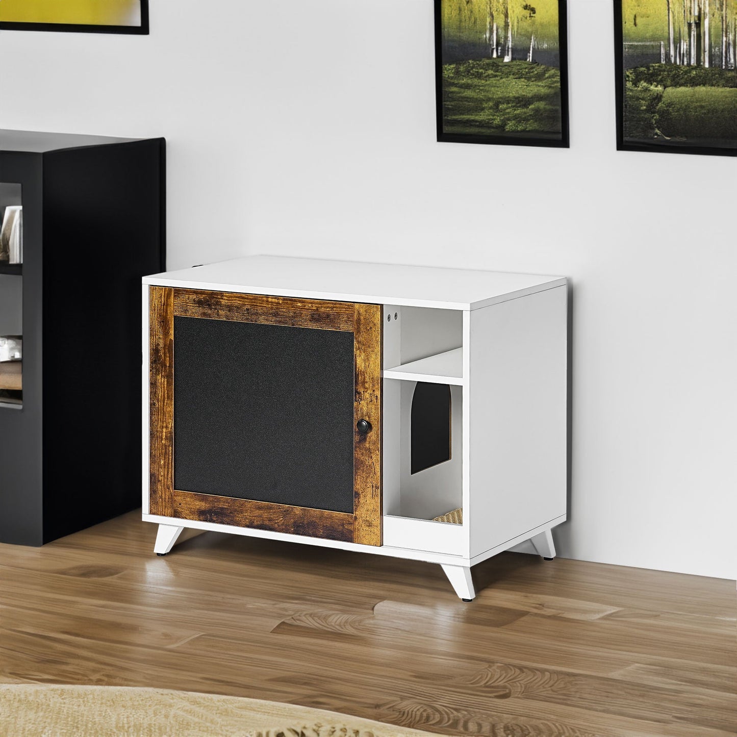Hidden Cat Litter Box Enclosure - Furniture with Scratch Pad