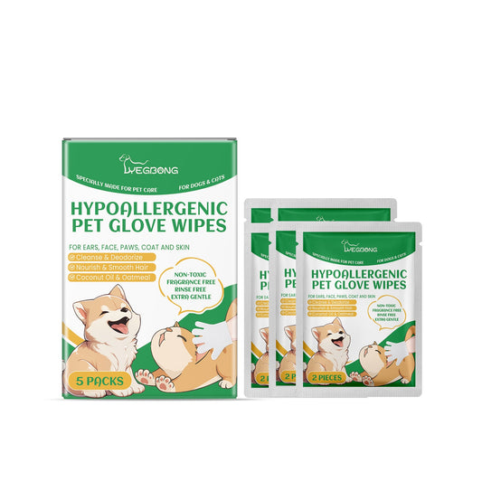Pet Grooming Gloves Disposable Cleaning Wipes Dogs & Cats 10pk - Main Feature View | Majestic Pet Kingdom