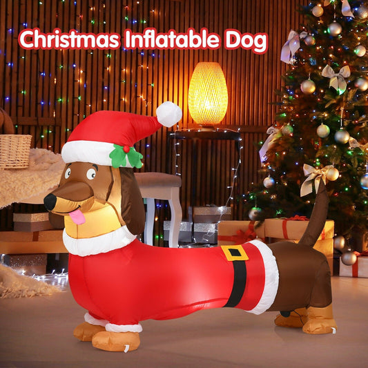 Inflatable Christmas Dog Yard Decoration LED Lights 5-Foot - Main Feature View | Majestic Pet Kingdom