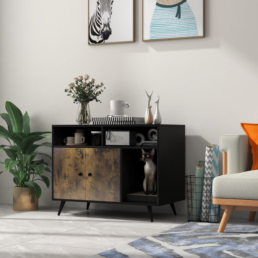 Cat Litter Box Enclosure with Storage Compartments and Pet Scratcher | Purrfect Pet Kingdom