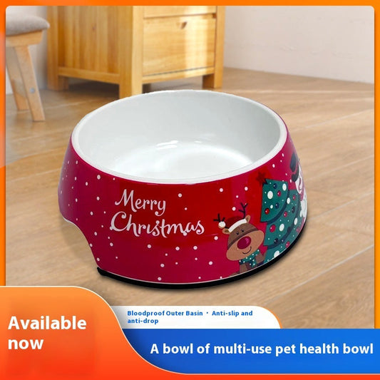 Christmas Dog Pet Bowl Stainless Steel Double Layer Cat Bowl - Majestic Pet Kingdom