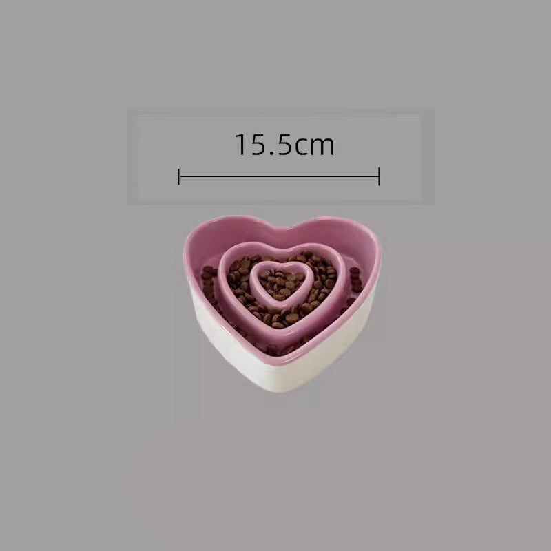 Ceramic Slow Food Bowl For Small And Medium Dogs Slow Anti-choking Food Bowl Love Bowl To Eat Protects The Cervical Spine Dog Food Bowl