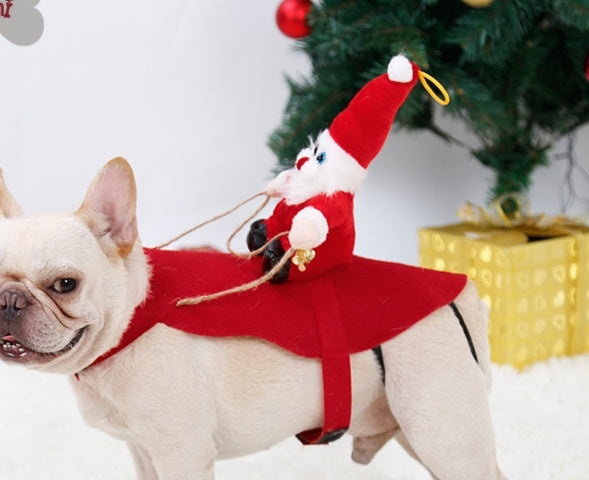 Dog Christmas Clothes Santa Claus Riding Deer - Majestic Pet Kingdom