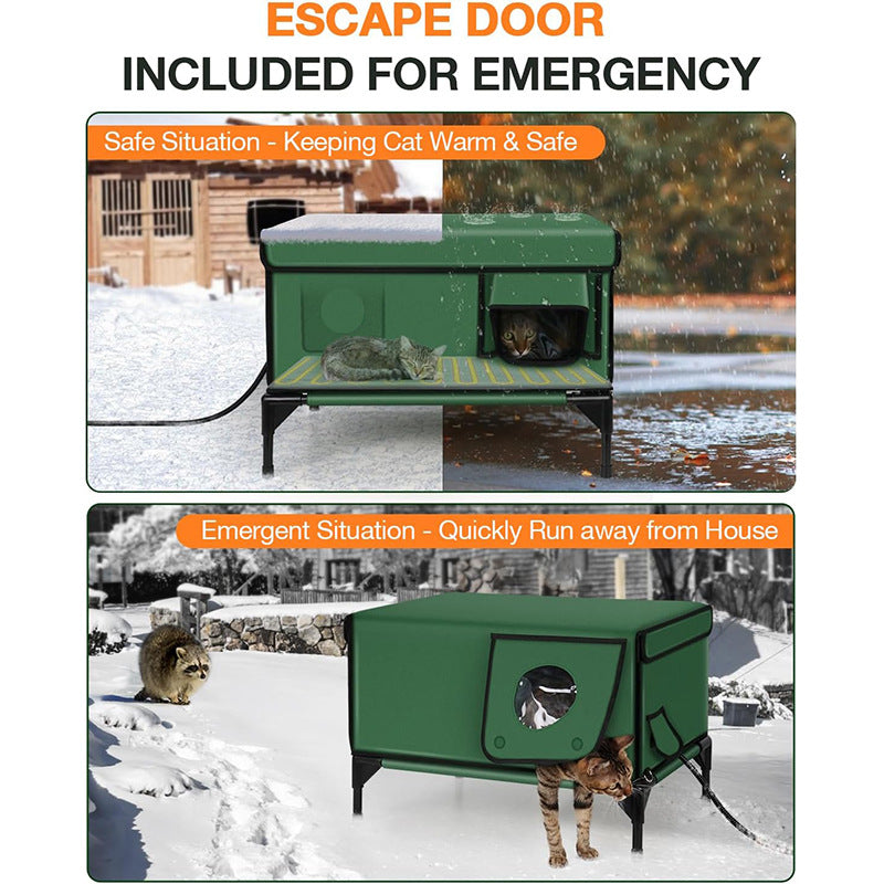 Outdoor Heated Insulated Foldable Cat House