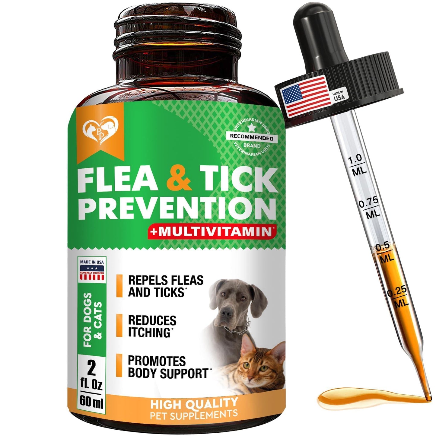 Oral Flea & Tick Drops for Dogs & Cats Multivitamin All Sizes