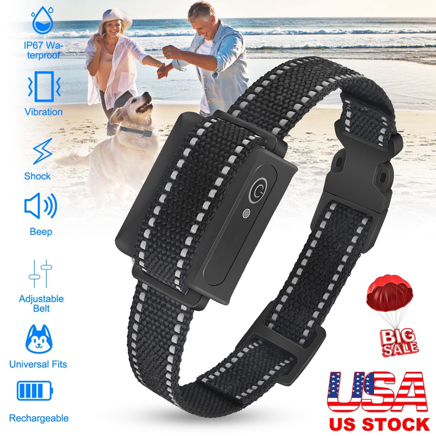 Dog Training Collar Receiver IP67 Waterproof Dog Bark Shock Vibration Beep Receiver Up To 3280ft - Majestic Pet Kingdom