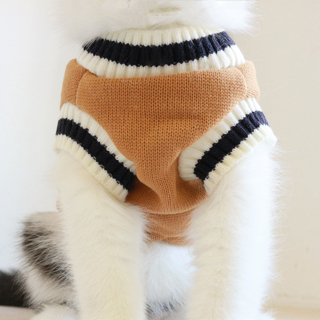 American College Style Fleece Cat Knit Sweater Sleeveless Vest - Majestic Pet Kingdom