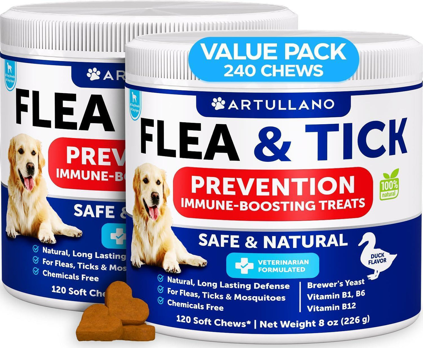 Flea & Tick Chews for Dogs - 240 Count Vitamin B Pack