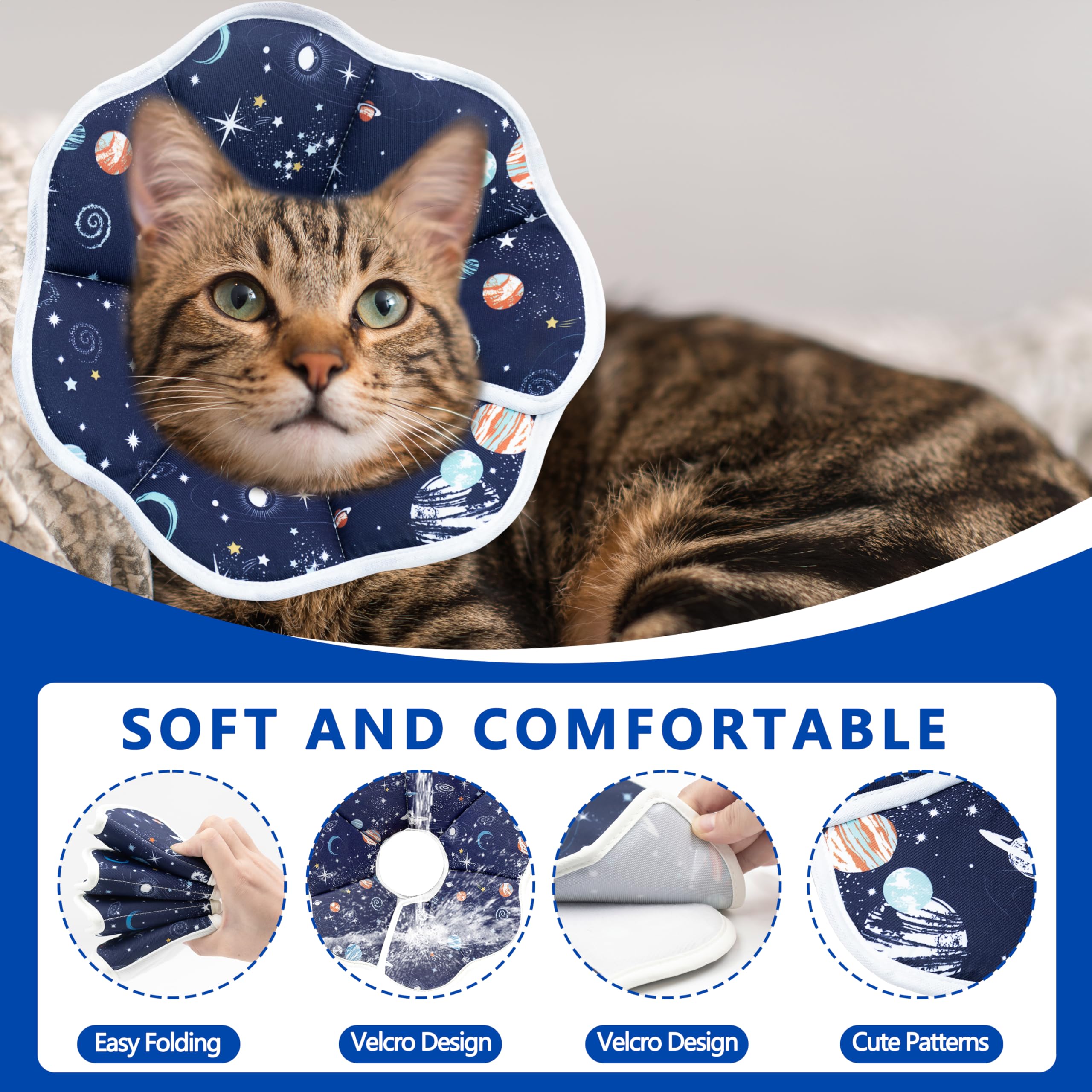Soft Cat Cone, Adjustable Recovery Collar After Surgery To Prevent Licking Wound, Protective Cat Neck Cone, Comfortable Pet Elizabethan Collar For Cats Kittens And Puppies