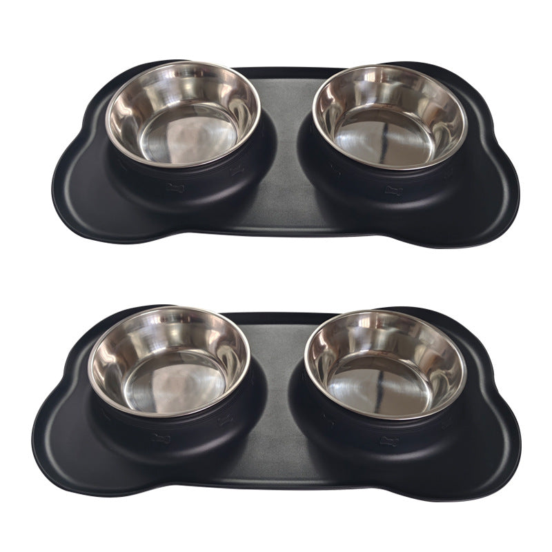 Large Silicone Pet Bowl Double Dog Bowl Stainless Steel - Majestic Pet Kingdom