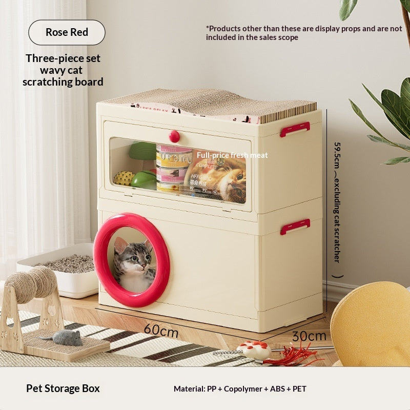 Multi-functional Pet Storage Box With A Cat Scratcher