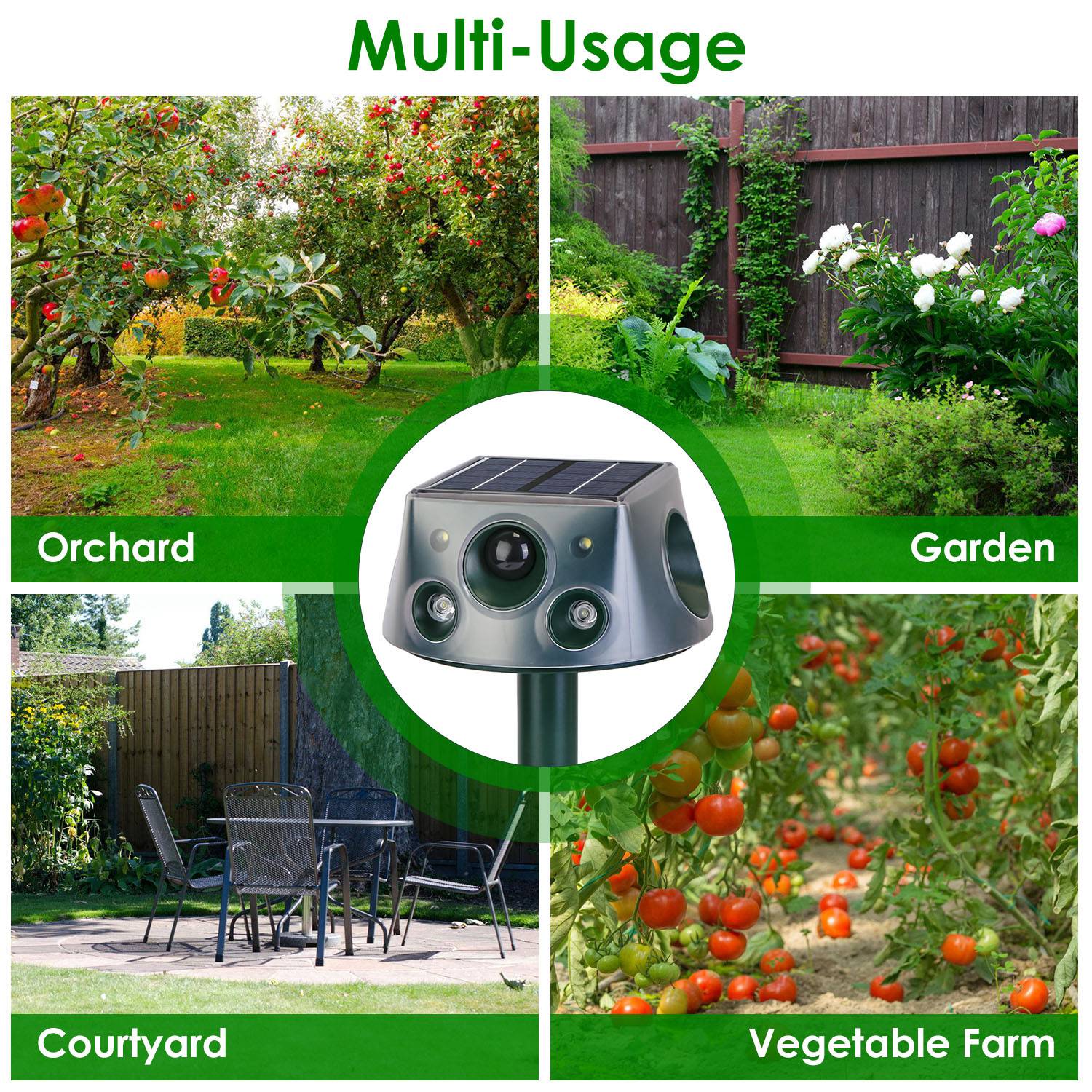 Ultrasonic Solar Animal Repeller Outdoor Mole Snake Squirrel Repellent Waterproof Bird Deer Dog Cat Deterrent with 3 Modes Motion Sensor Vibration Sta - Majestic Pet Kingdom