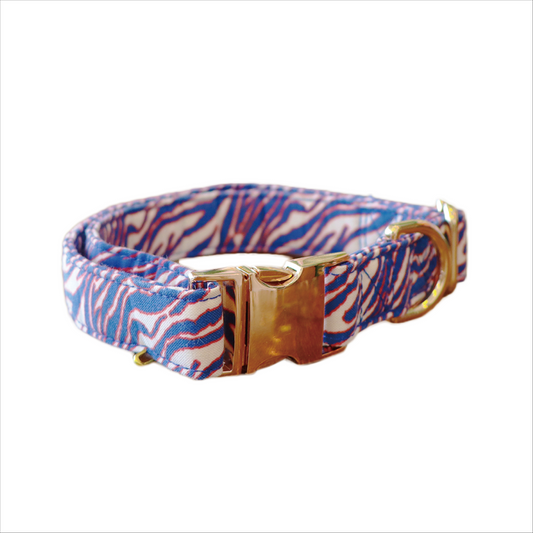 Game Day Dog Collar – Cotton & Brass Hardware, 3 Sizes
