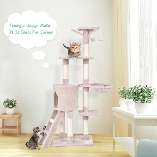 56 Inch Condo Scratching Posts Ladder Cat Play Tree | Purrfect Pet Kingdom