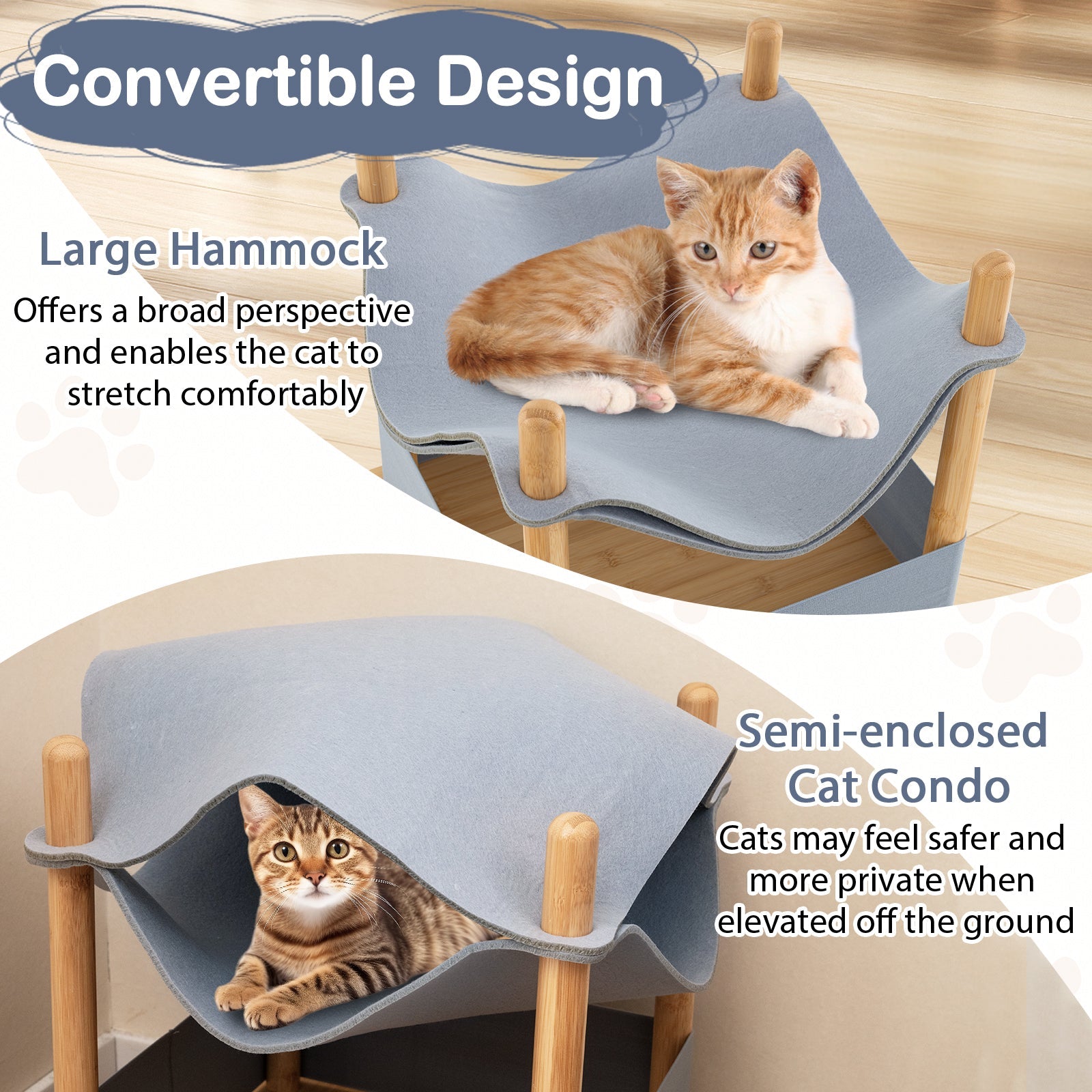 Cat House 2-Tier Wooden Condo Semi-Enclosed Shelter Gray Bed - Detail Angle 6 | Majestic Pet Kingdom