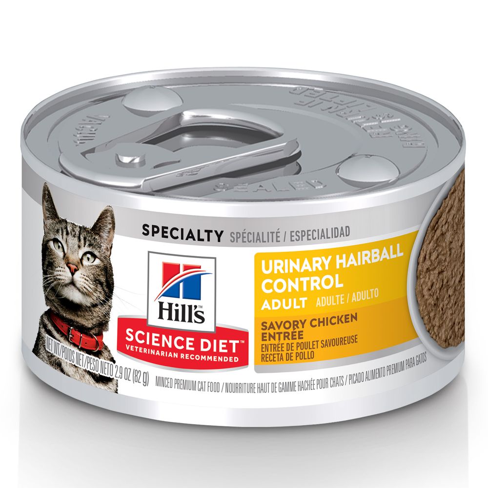 Hill's Science Diet Adult Urinary & Hairball Control Canned Cat Food, Savory Chicken - Majestic Pet Kingdom