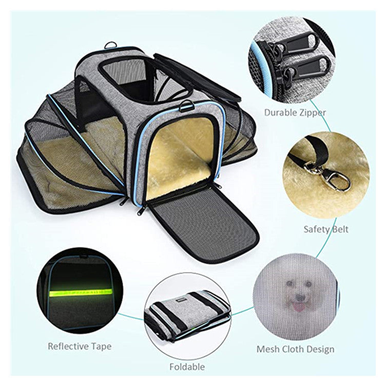 Carrier For Cat Pet Airline Approved Expandable Foldable Soft Dog Carrier Opened Doors Reflective Tapes Cat Travel Bag - Majestic Pet Kingdom