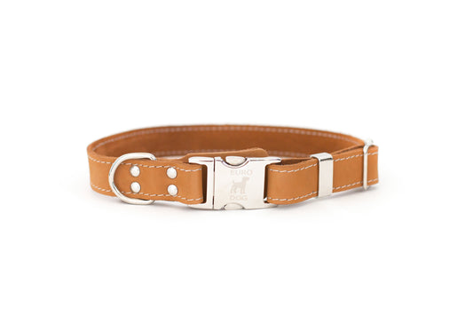 Dog Collar and Leash Set Genuine Leather Quick-Release Set