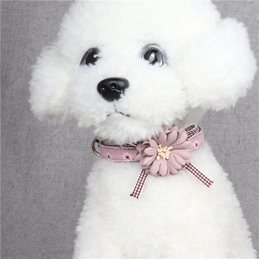 Dog Collar Cute Daisy Floral Pattern Adjustable Small Neck Strap