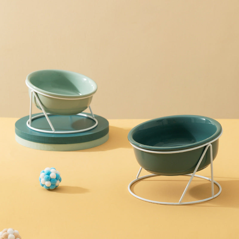 Ceramic Bowl Food Basin Drinking Bowl Food Bowl Pet Supplies Ceramic Double Cat Bowl - Majestic Pet Kingdom