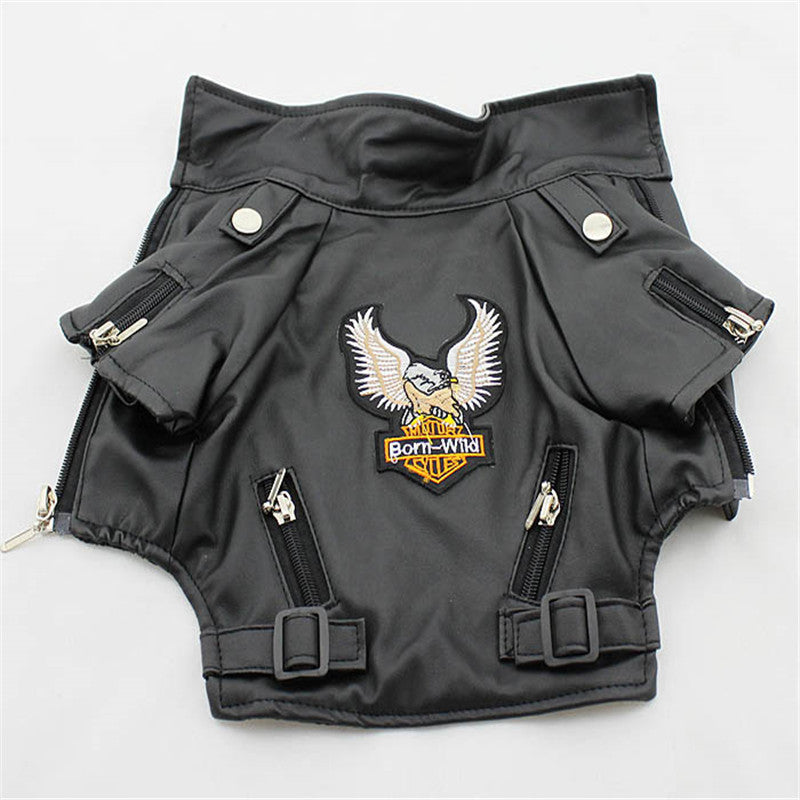 Pet Small Dog Sticker Embroidered Eagle Leather Jacket - Majestic Pet Kingdom